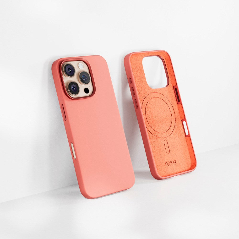 iPhone 16 Pro Max Epico Mag+ Silikon Bakdeksel - MagSafe-kompatibelt - Peach Pink