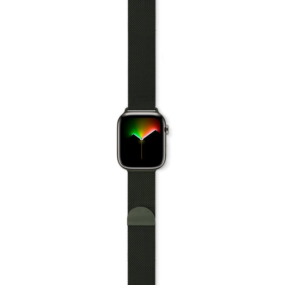 Apple Watch (42/44/SE/45/46/49 mm) Epico Milanese-rem i rustfritt stål – mørkegrønn