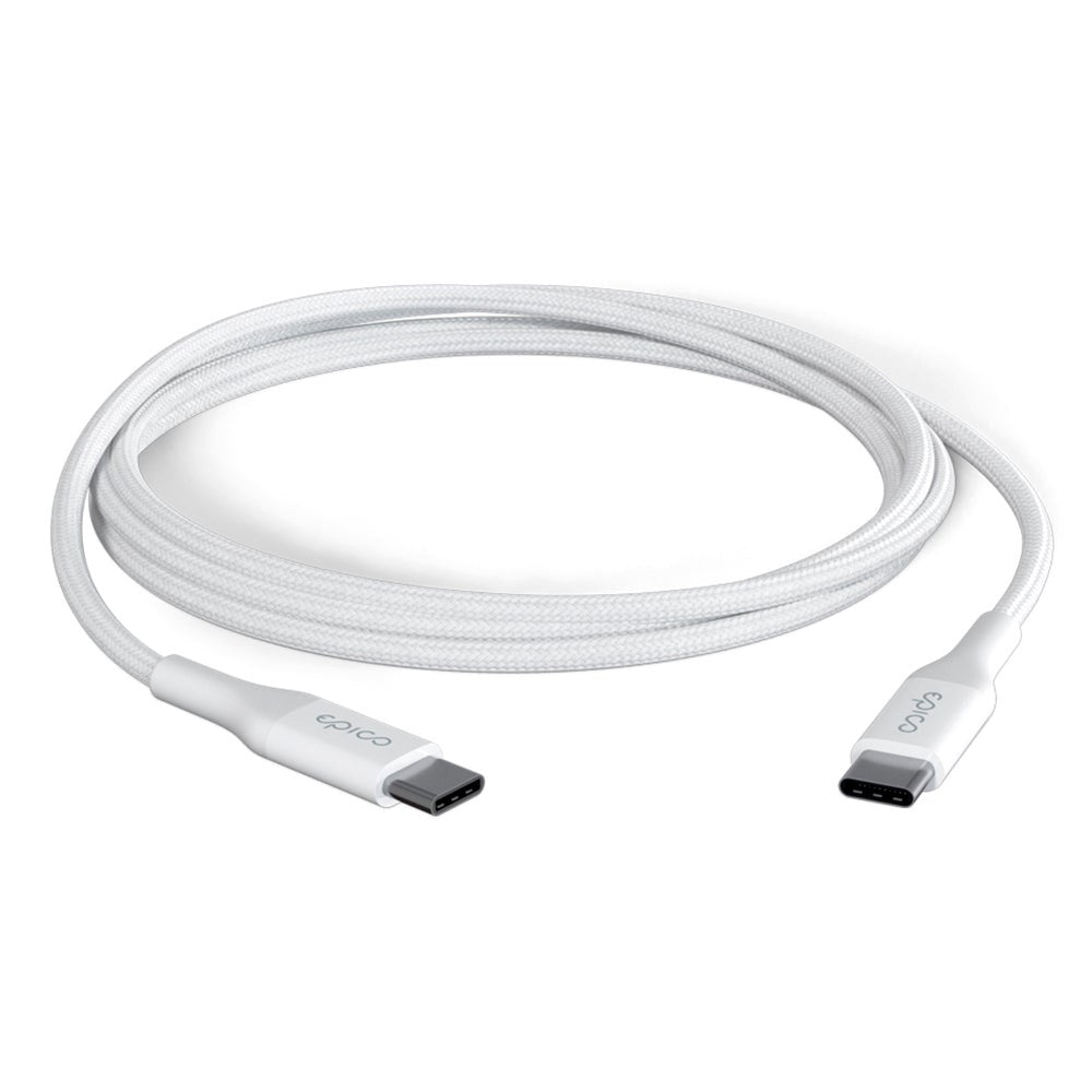 Epico flettet USB-C til USB-C-kabel PD 100W - 200cm - Hvit