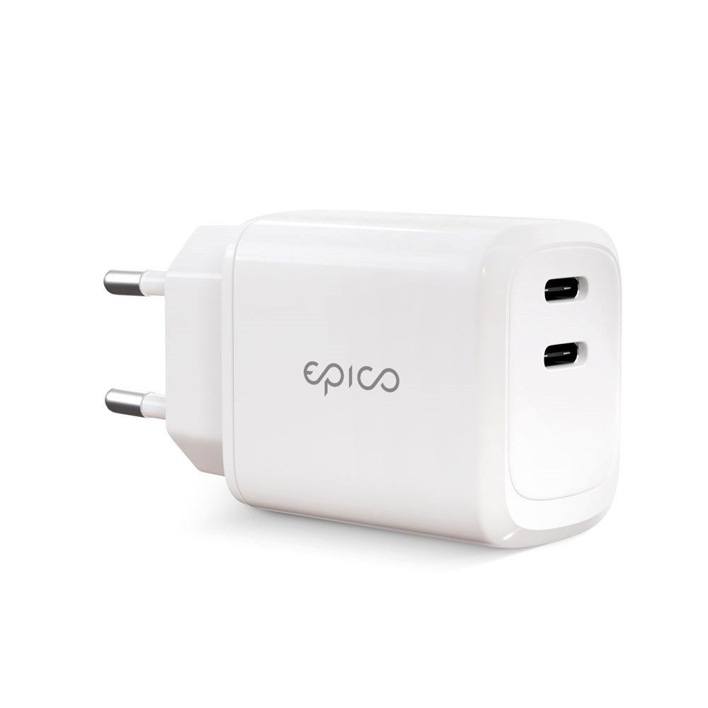 Epico Vegglader PD 45W med 2 x USB-C - Hvit