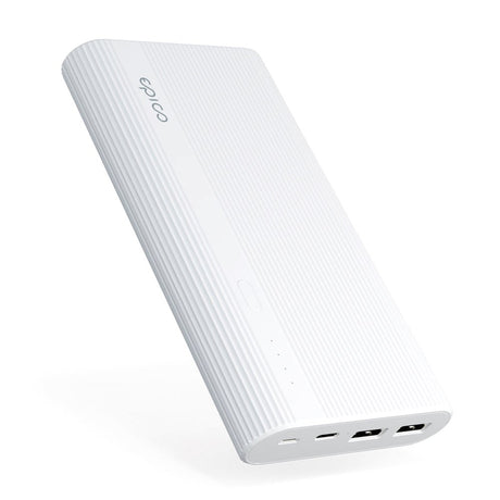 Epico Powerbank Multiport m. 2 x USB-A og 1 x USB-C - 20 100 mAh - Hvit