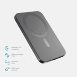 Epico 10W UltraPack EM31 3000 mAh Slim Alu Mag+ Power Bank - m. USB-C - MagSafe-kompatibel - Grå