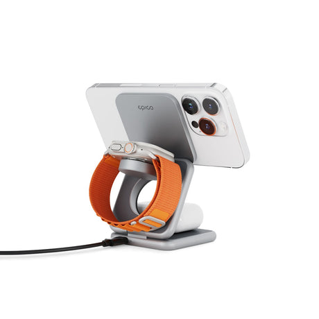 Epico Mag+ 3-i-1 trådløs lader 15W m. 25W USB-C vegglader og USB-C-kabel - MagSafe-kompatibel - Space Grey