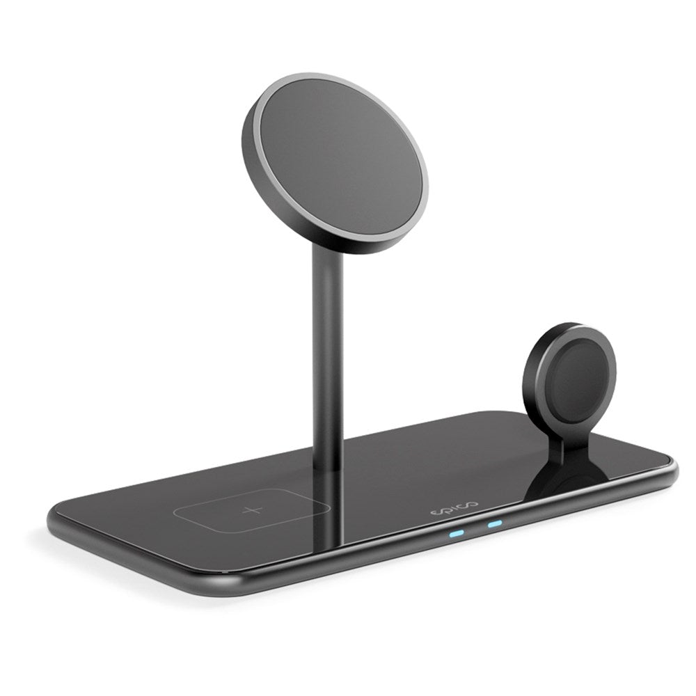 Epico Mag+ 3-i-1 trådløs lader 25W m. USB-C-kabel og vegglader - MagSafe-kompatibel - Svart