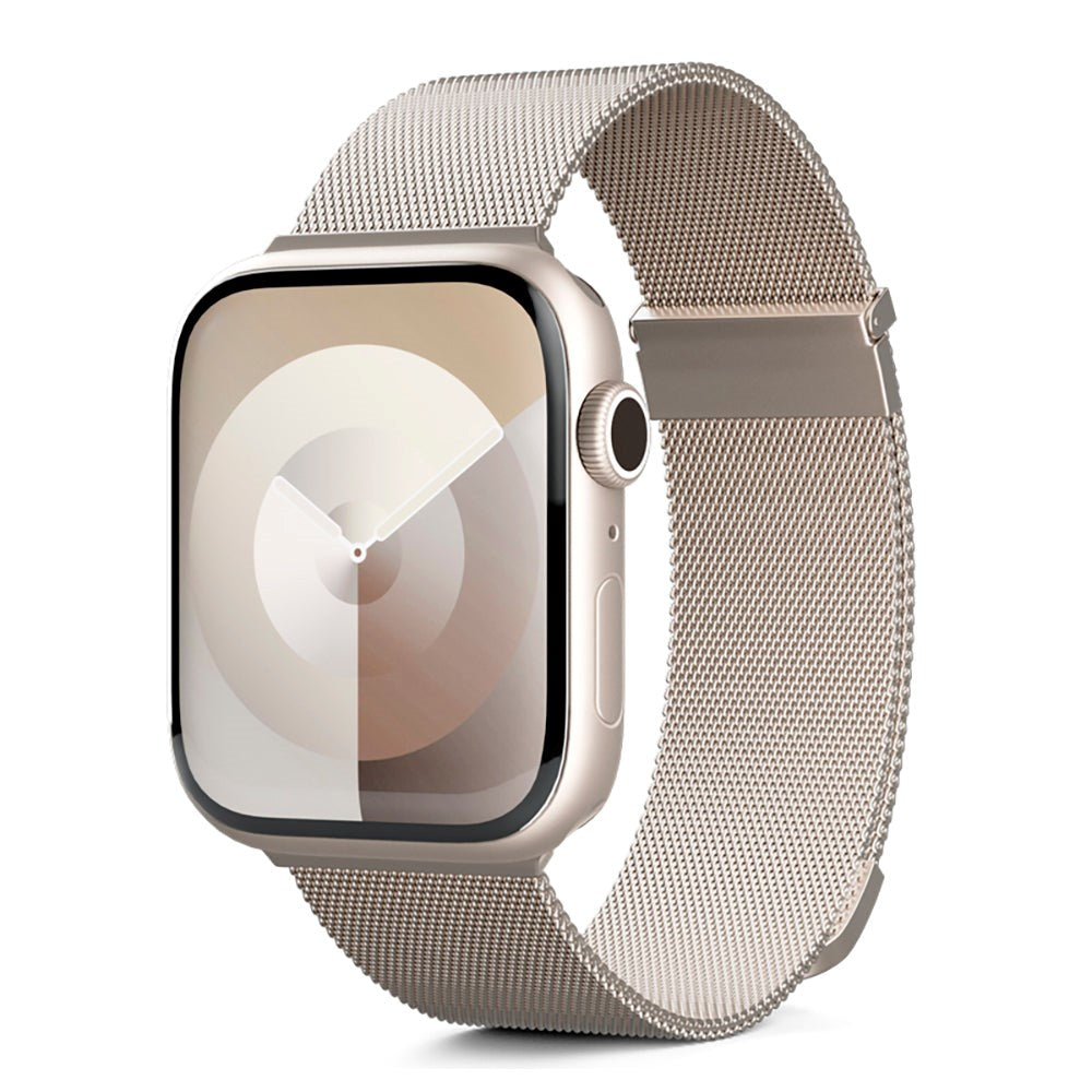 Apple Watch (38/40/SE/41/42 mm) Epico Milanese+ (pluss) rustfri stålrem - Starlight