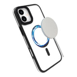 eSTUFF iPhone 16 Plus INFINITE HELSINKI Hybrid plastbakdeksel med støtteben - MagSafe-kompatibel - Svart / Gjennomsiktig