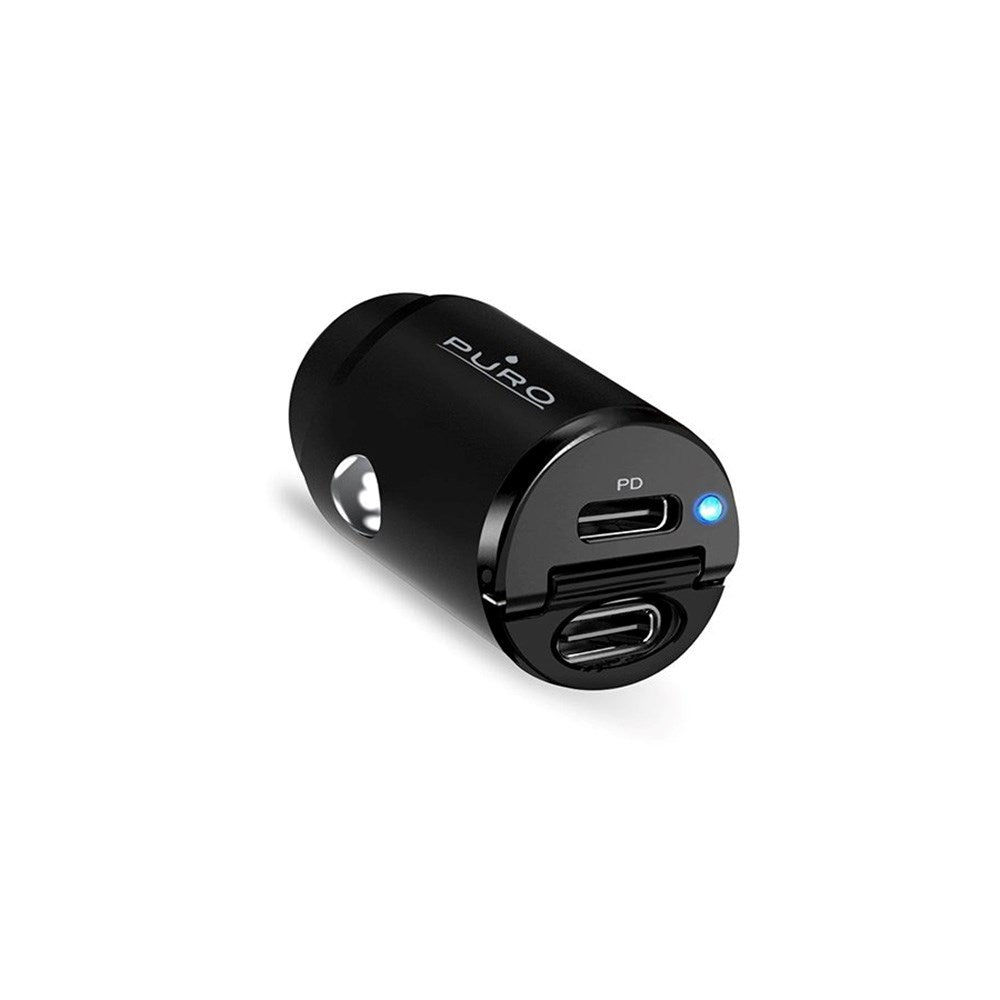 Puro PD (Power Delivery) 30W Mini Billader m. 2 x USB-C - Svart