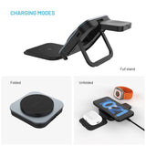 Fast MagFlex 3-i-1 sammenleggbar trådløs lader - MagSafe-kompatibel - Svart/grå