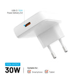 FAST Slank 30W USB-C GaN-lader - 90 grader - Hvit