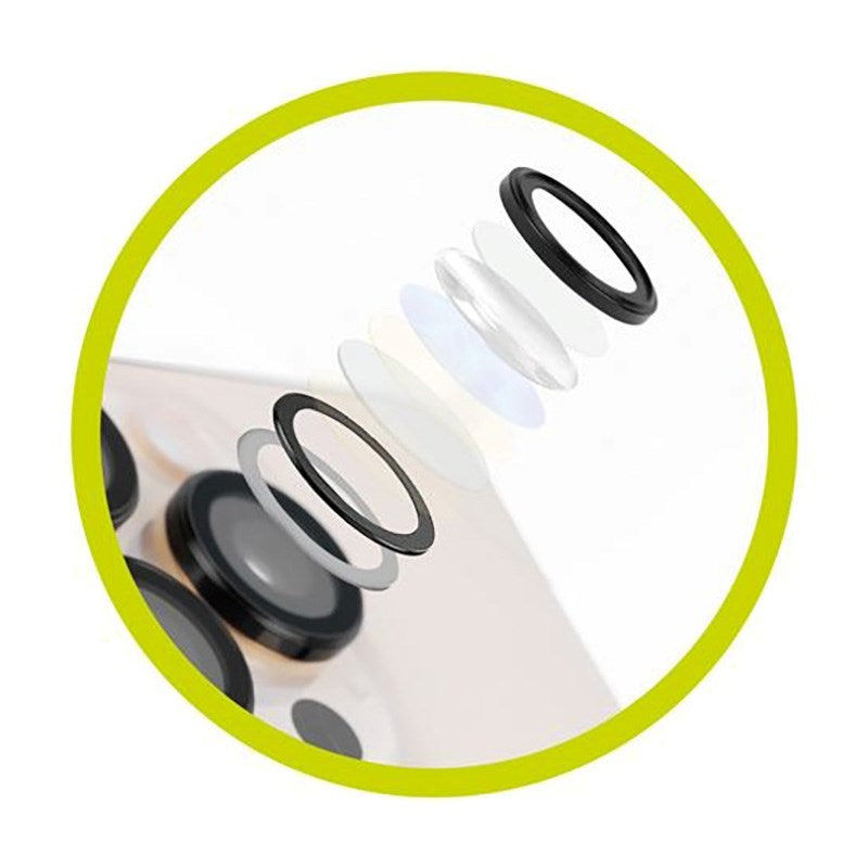 Mobile Origin iPhone 17 Pro / 17 Pro Max Kameralinseglas inkl. Monteringsværktøj - Gennemsigtig / Sort