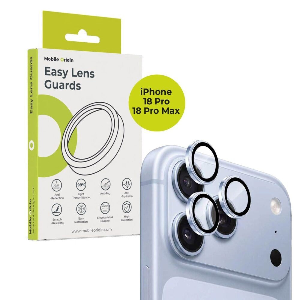 Mobile Origin iPhone 18 Pro / 18 Pro Max Easy Kameralinseglas - Blå