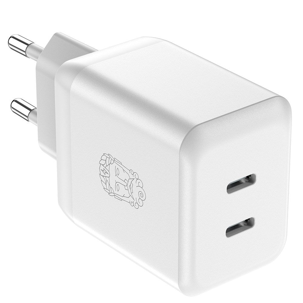Upström Cirkulär 35W GaN Resirkulert plast vegglader m. 2 x USB-C - Hvit