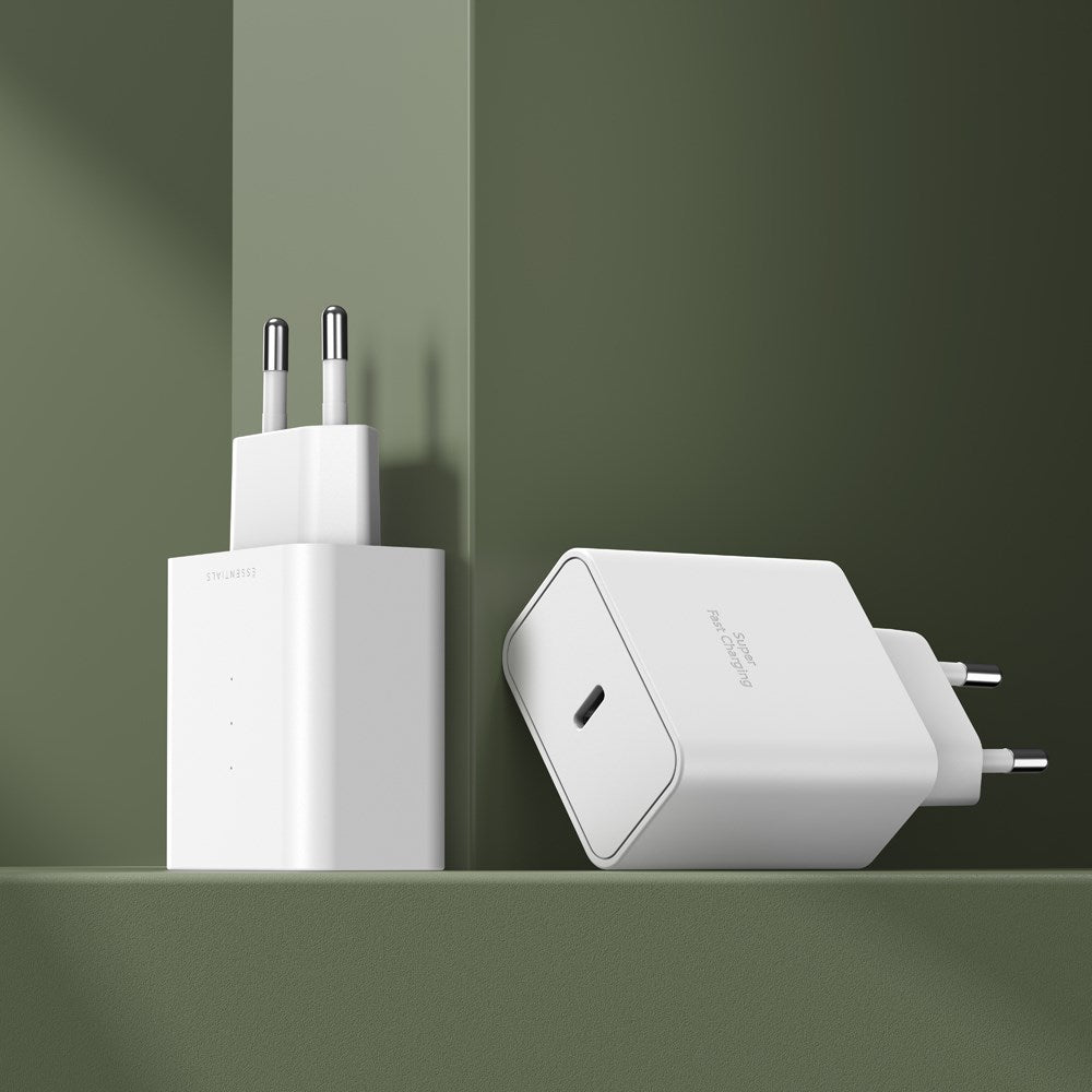 Upström ËSSENTIALS PD 45W GaN Resirkulert plast vegglader m. USB-C - Hvit