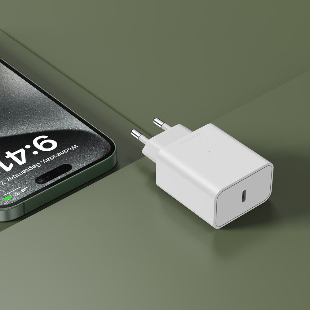 Upström ËSSENTIALS PD 45W GaN Resirkulert plast vegglader m. USB-C - Hvit