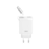 XO 30W vegglader 1 x USB-C 1 x USB-A med matchende USB-C-kabel - Hvit