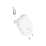 XO 30W vegglader 1 x USB-C 1 x USB-A med matchende USB-C-kabel - Hvit