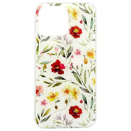 iPhone 16 Pro TFO Glow Glam Bagside Cover - Hvid / Blomster