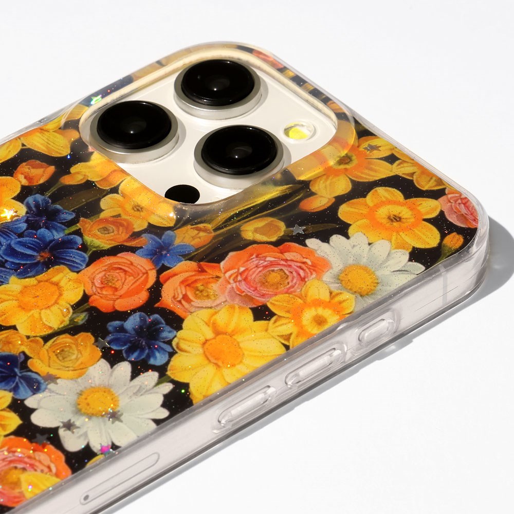 iPhone 17 Pro TFO Glow Glam Bagside Cover - Orange / Blomster
