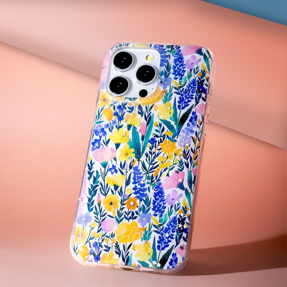iPhone 16 Pro TFO Glow Glam Bagside Cover - Blomster