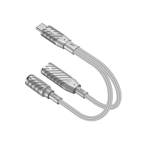 BWOO 2-i-1 USB-C til USB-C / Minijack Adapter - Grå