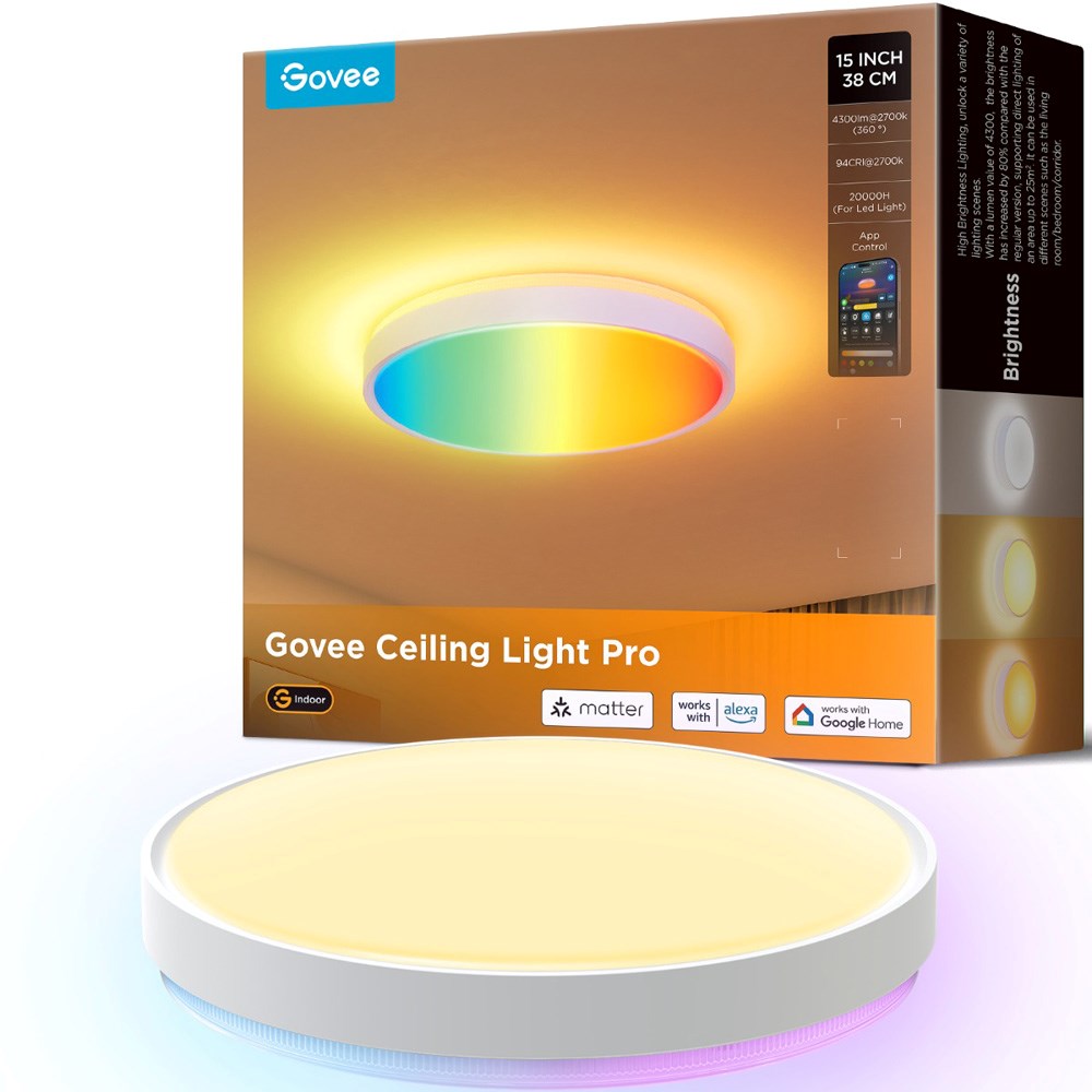 Govee - Round Smart Ceiling Light (Mål: 15") - Hvid