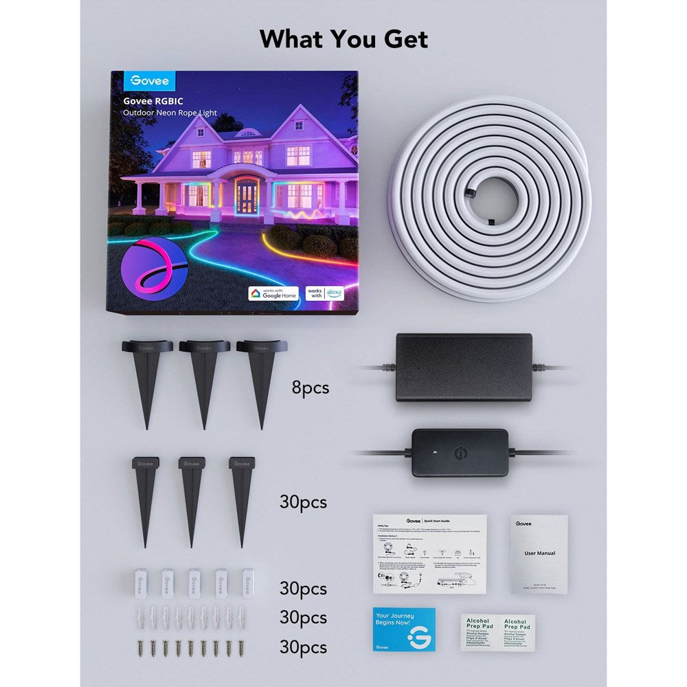 Govee Outdoor Neon Rope Light Lysstrimmel - 10m - Sort