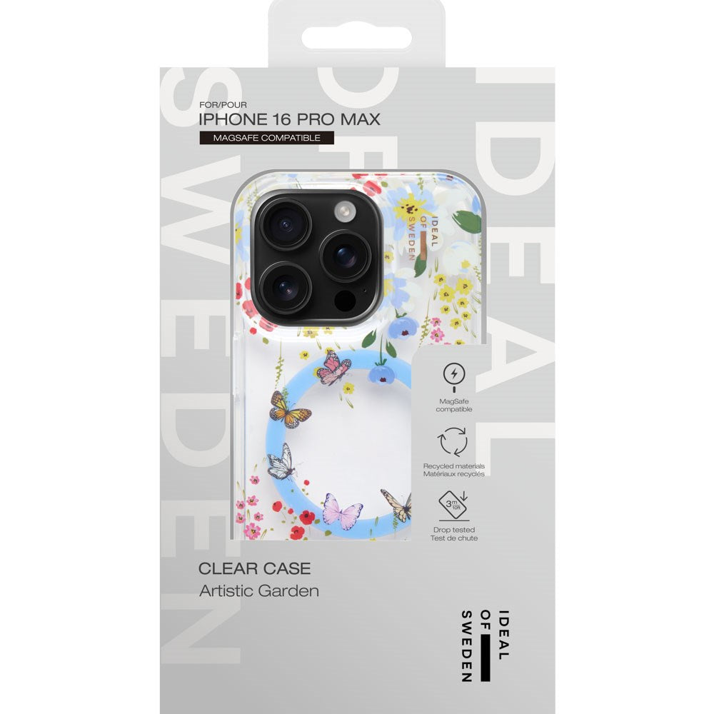 iPhone 16 Pro Max iDeal Of Sweden Clear Deksel - MagSafe-kompatibel - Artistic Garden