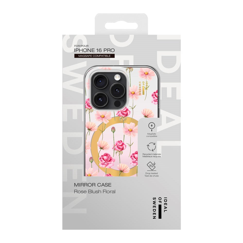 iPhone 16 iDeal Of Sweden Mirror Cover - MagSafe Kompatibel - Rose Blush Floral