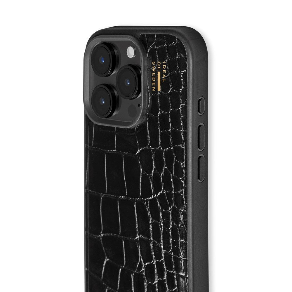 iPhone 16 Pro iDeal Of Sweden Vegan Lærveske - MagSafe-kompatibel - Svart Croco
