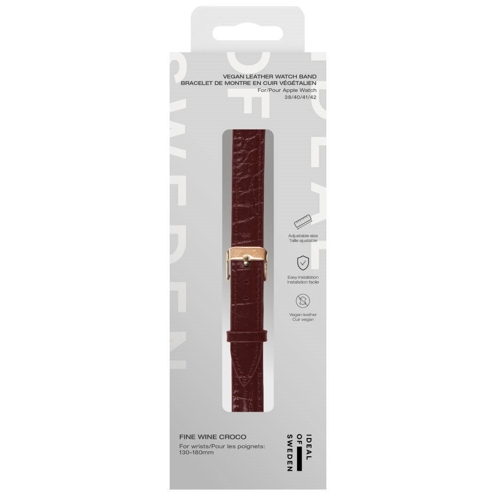 Apple Watch (38/40/SE/41/42mm) Vegan Leather Smartwatch Rem - Fine Wine Croco