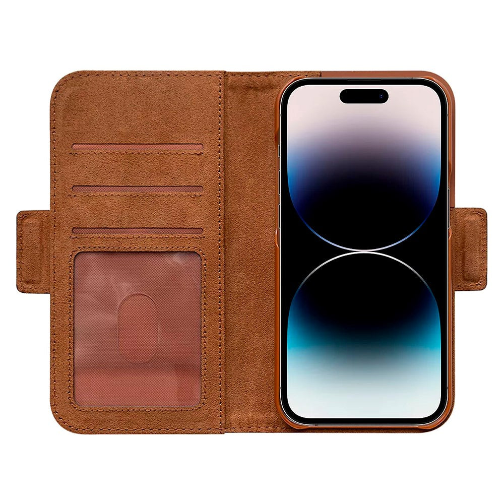 iPhone 14 Key Nordfjord Slim Wallet Skinndeksel m. Lommebok - Brun