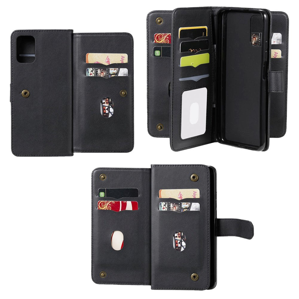 Xiaomi Poco M3 flippdeksel i skinn m. Stor kortholder - svart