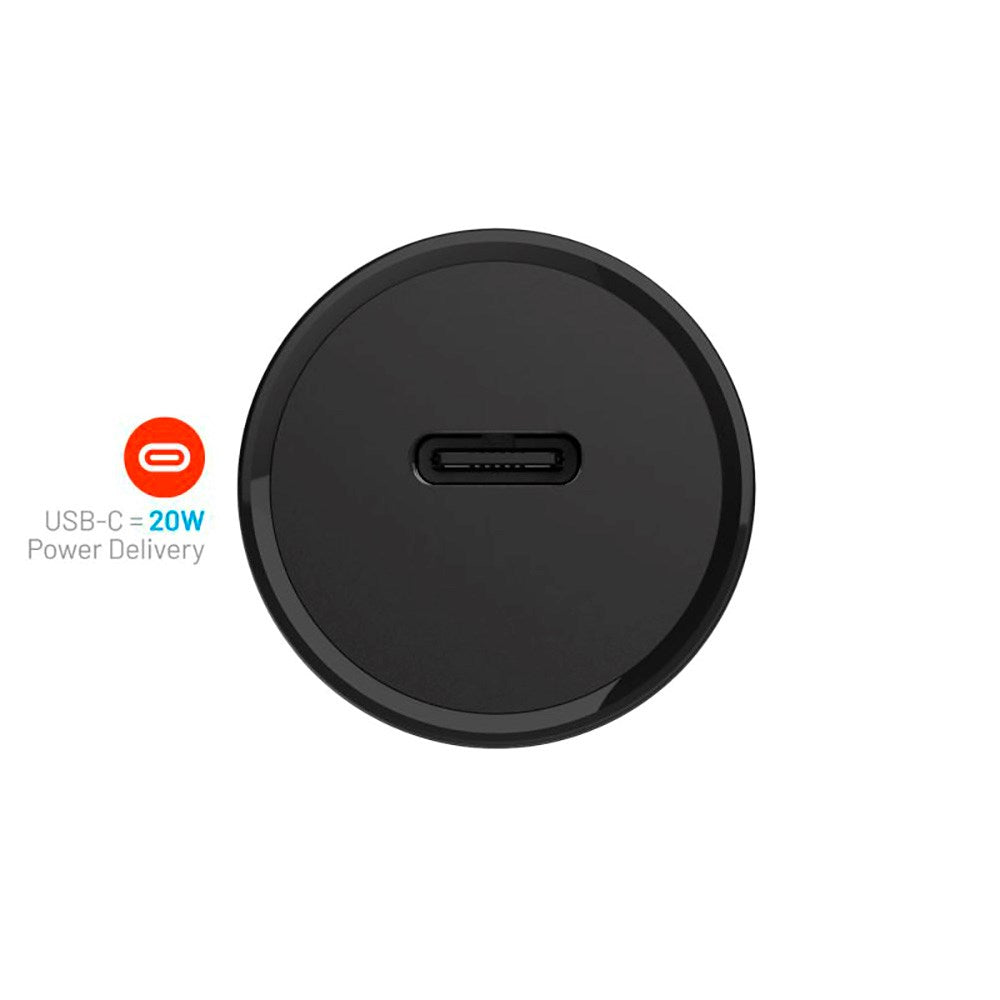 Fixed USB-C Biloplader PD 20W m. USB-C - USB-C Kabel - Sort