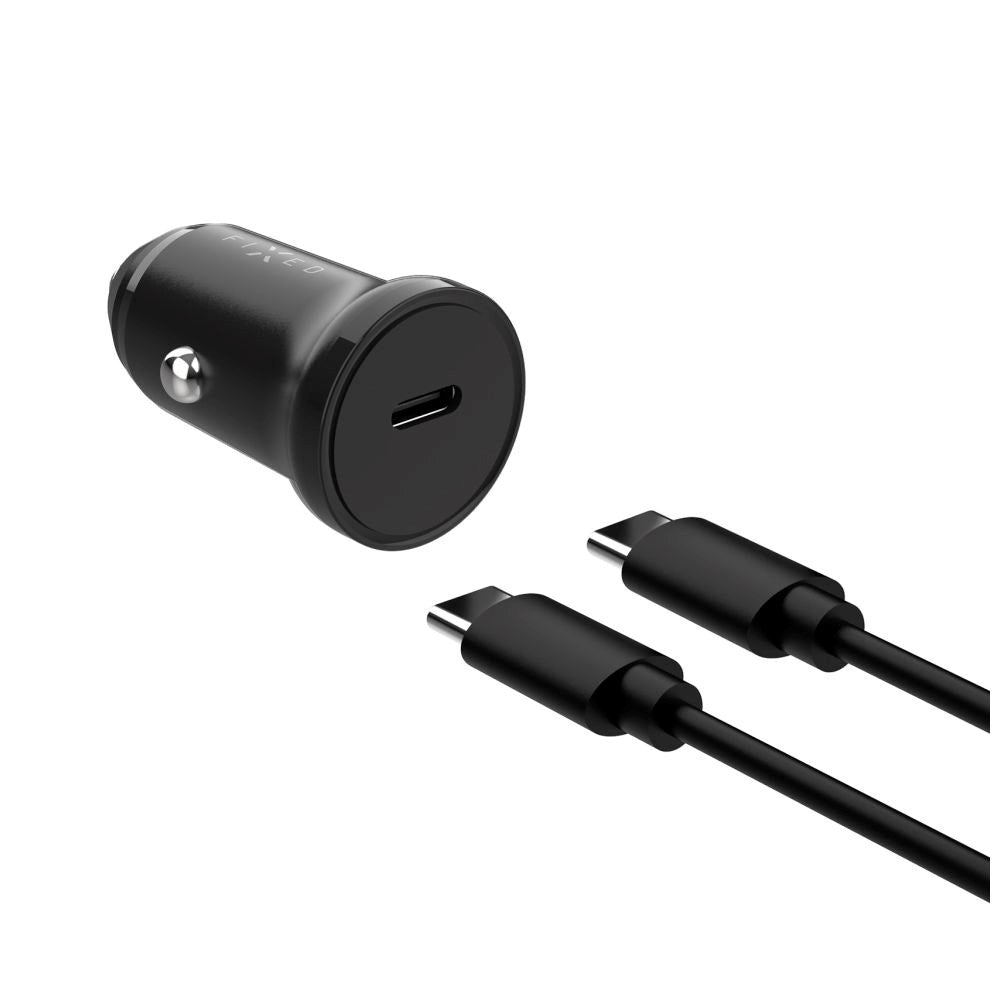 Fixed USB-C Biloplader PD 20W m. USB-C - USB-C Kabel - Sort