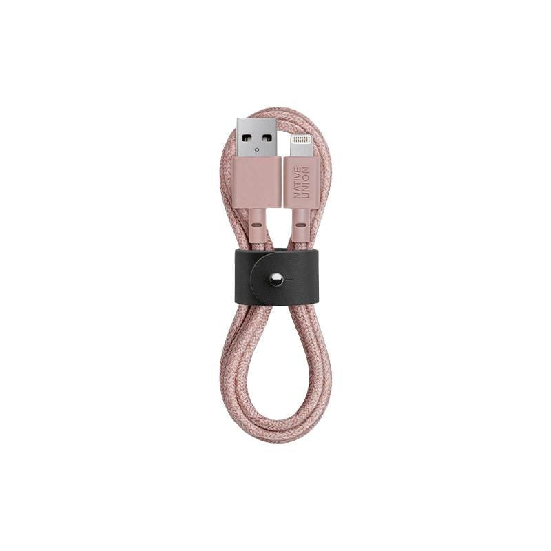 Native Union beltekabel USB-A til Lightning m. Skinnspenne 1,2 meter - Rose