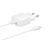 Original Samsung Fast Charger 15W Vegglader m. USB-C til USB-C-kabel - Hvit