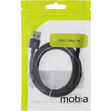 mob:a USB2.0 - USB-C Kabel 1 meter (2.4A/12W) - Sort