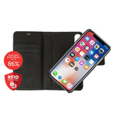 RadiCover Exclusive 2-in-1 iPhone Xs / X - Ægte Læder Flip Cover - 86% beskyttelse - Sort