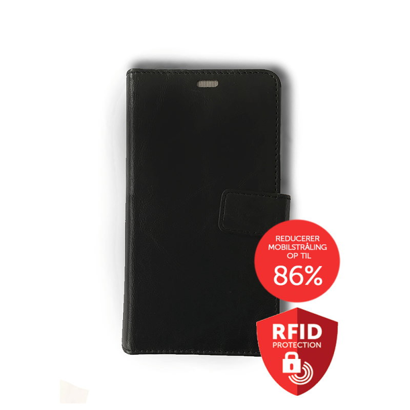RadiCover Exclusive 2-in-1 iPhone Xs / X - Ægte Læder Flip Cover - 86% beskyttelse - Sort