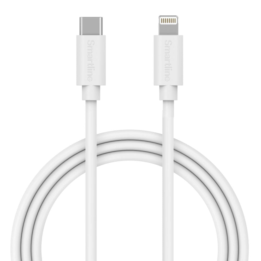 Smartline (3A/15W) USB-C til Lightning-kabel 2 m. - Hvit