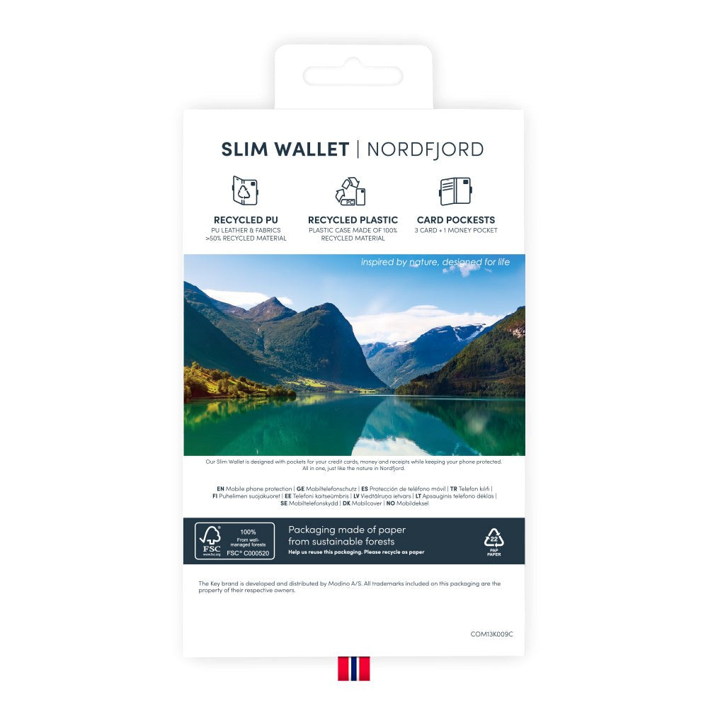 iPhone 14 Plus Key Nordfjord Slim Wallet Skinndeksel m. Lommebok - Svart