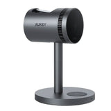 Aukey MagFusion 3-i-1 Trådløs Oplader m. 15W - Smartphone - Apple Watch - AirPods - MagSafe / Qi2 Kompatibel - Grå
