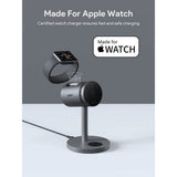 Aukey MagFusion 3-i-1 Trådløs Oplader m. 15W - Smartphone - Apple Watch - AirPods - MagSafe / Qi2 Kompatibel - Grå
