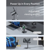 Aukey MagFusion 3-i-1 Trådløs Oplader m. 15W - Smartphone - Apple Watch - AirPods - MagSafe / Qi2 Kompatibel - Grå