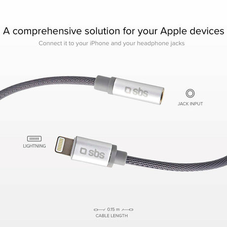 SBS Lightning til 3,5 mm Jackstick Adapter - Grå