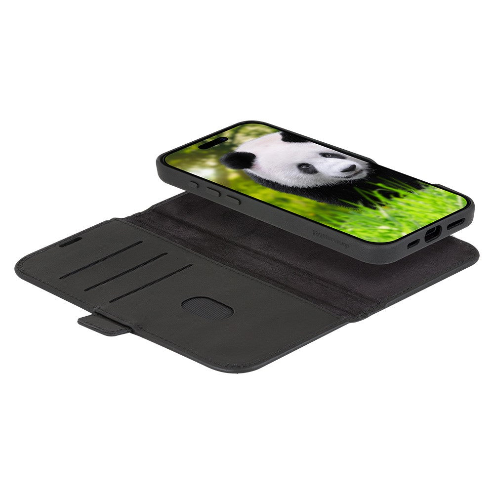 iPhone 16 Plus dbramante1928 Lynge Magnet Flip-deksel i ekte skinn - MagSafe-kompatibel - Svart