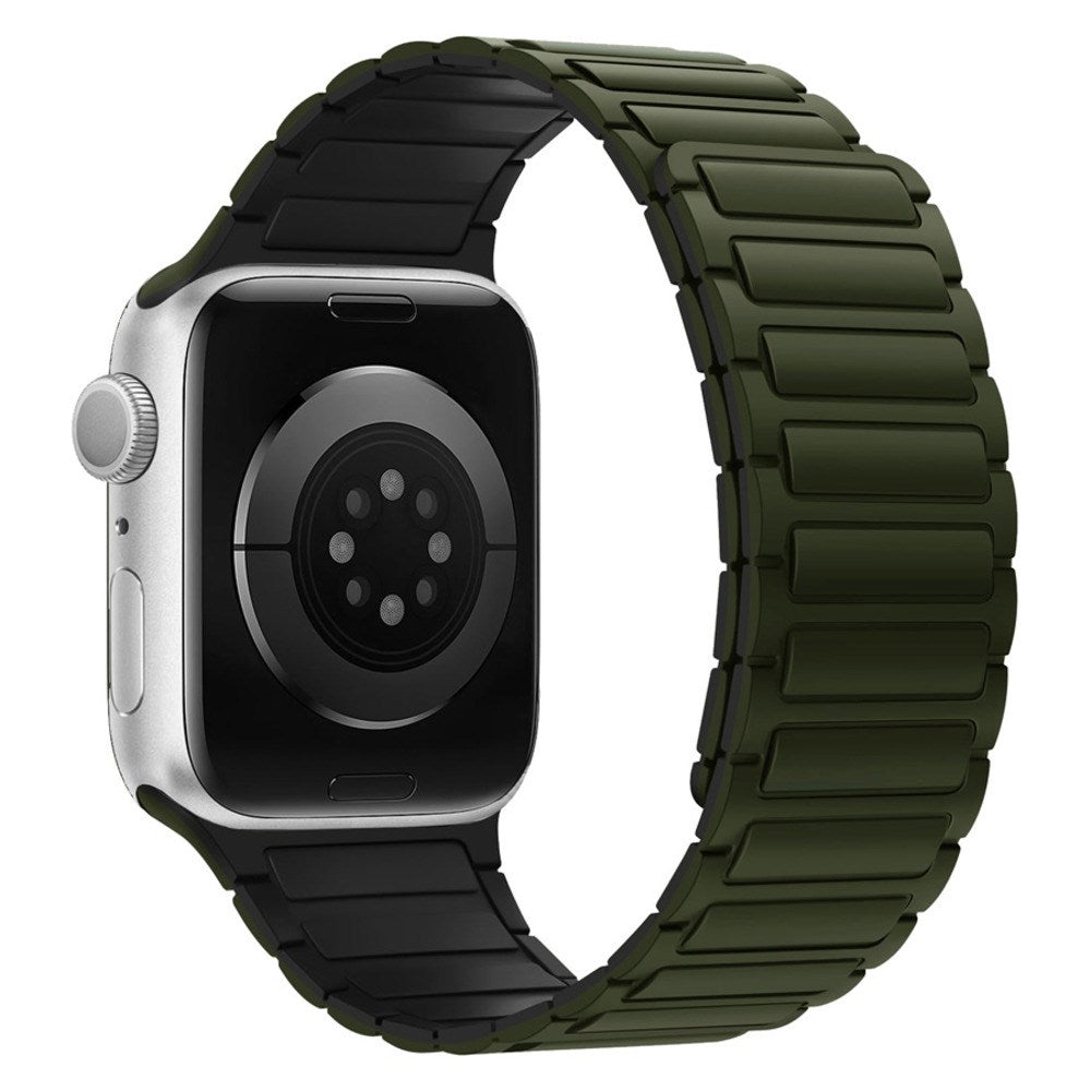 Lippa Apple Watch (38/40/41/42 mm) Magnetisk Silikone Urrem - Mørkegrøn