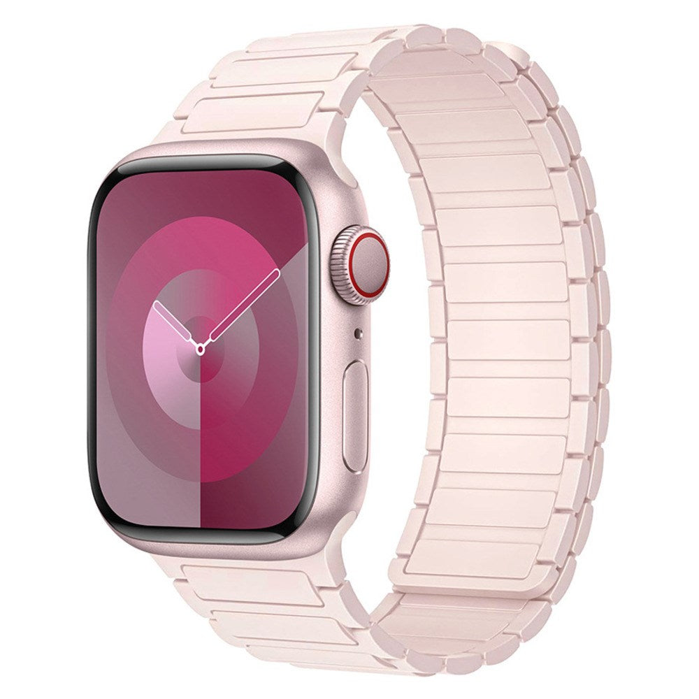Lippa Apple Watch (42/44/45/46/49 mm) Magnetisk Silikone Urrem - Lyserød