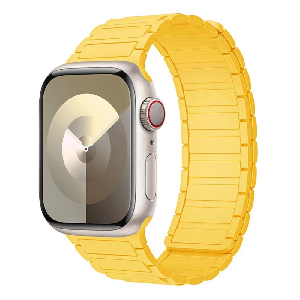 Lippa Apple Watch (42/44/45/46/49 mm) Magnetisk Silikone Urrem - Gul