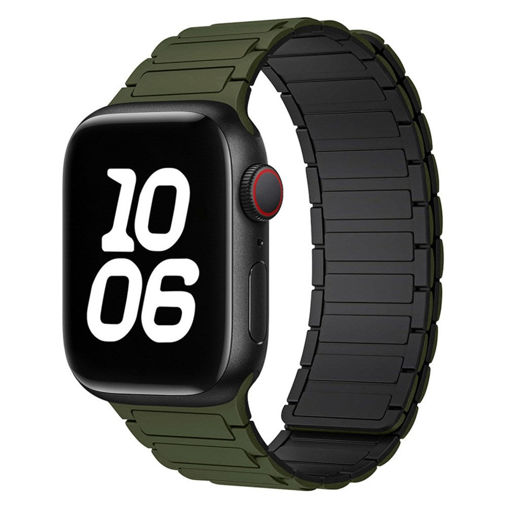 Lippa Apple Watch (42/44/45/46/49 mm) Magnetisk Silikone Urrem - Mørkegrøn